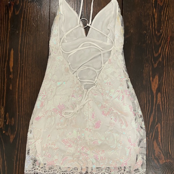 Lucy in the sky white sparkle mini dress - Picture 2 of 6